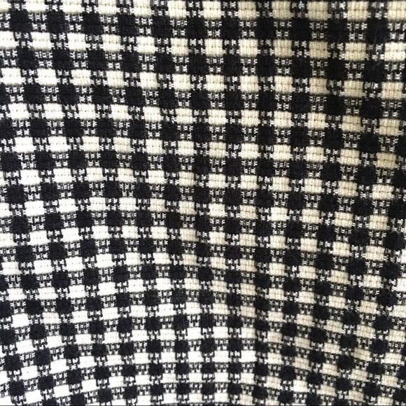 LUISA CERANO Checked Fitted Gingham Dress V-Neck Knee Length Black White 14 - Picture 10 of 13